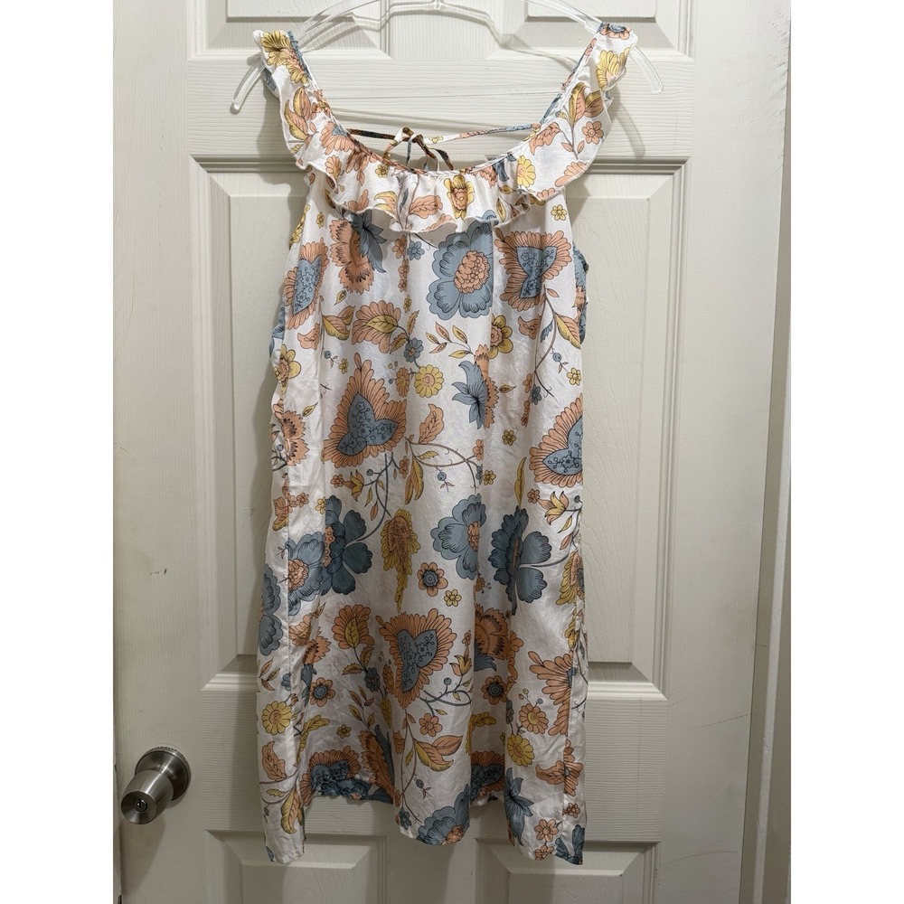 Heritage 1981 Womens Mini Slip Dress Medium Multicolor Floral 100 Silk Flowy